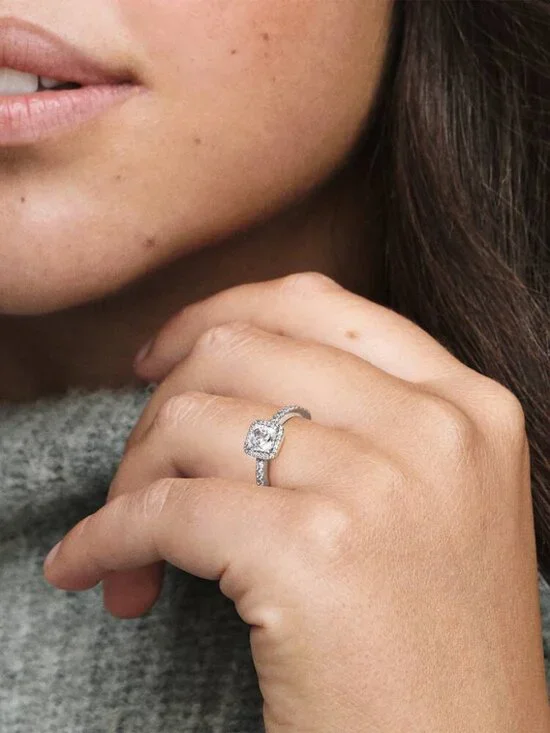 Pandora Square Sparkle Halo Ring - Picture 4 of 5